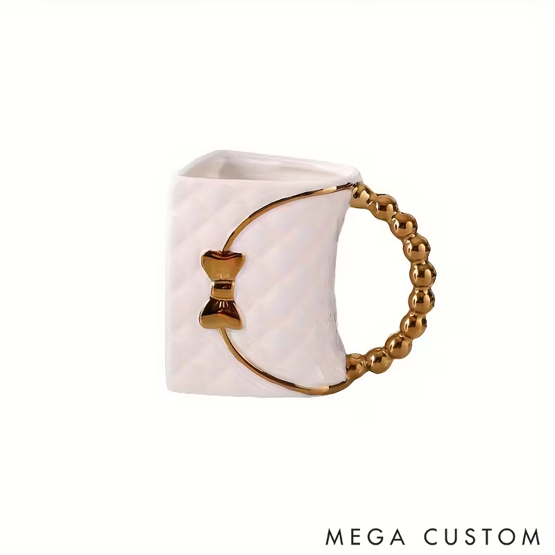 Personalized Luxury Handbag Ceramic Mug Insulating Coffee and Tea Cup Custom Name Unique Coffee Cup Elegant Gift for Women
