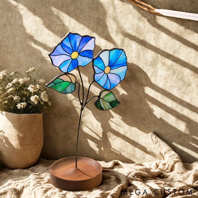 Personalized Glass Birth Flower Suncatcher Birth Flower Figurines Unique Monthly Flower Decor Perfect for Gifts Home Decor and Special Occasions