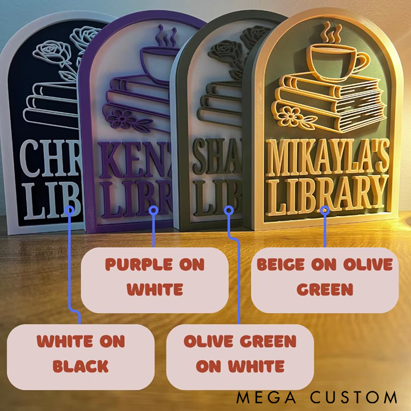 Personalized Library Sign Custom Bookshelf Sign for Book Nook Bookish Decor Book Lover Gift Readers Gift