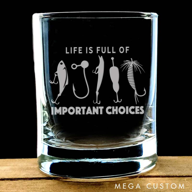 Personalized Fishing Whiskey Glass Funny Fishing Gift Fisherman Whiskey Glass Perfect Gift for Fishermen High-Quality Glass for Drinks and Humor