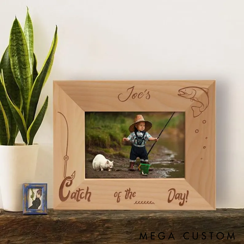 Personalized Fishing Photo Frame Catch of the Day Picture Frame Custom Fish Frame Picture Frames Custom Name Ideal Gift for Anglers and Home Decor