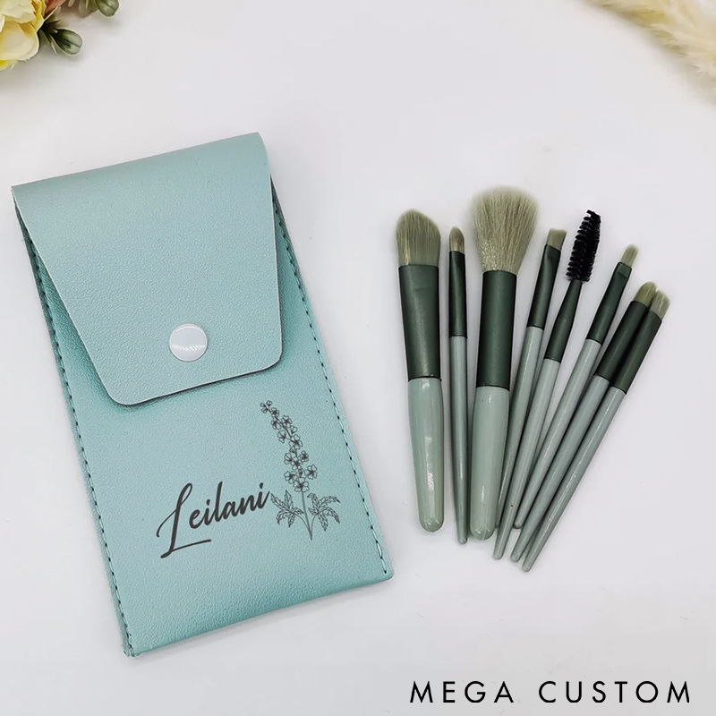 Personalized Makeup Brush Set Custom Name with Floral Case Travel-Friendly Design Perfect Gift for Women or Beauty Lovers