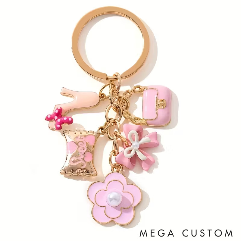 Personalized Pink Keychain with Cute Charms Giving a Heart-Shaped Oil Drop Keychain Perfect As a Mini Decorative Accessory Or Gift for Cosmetics
