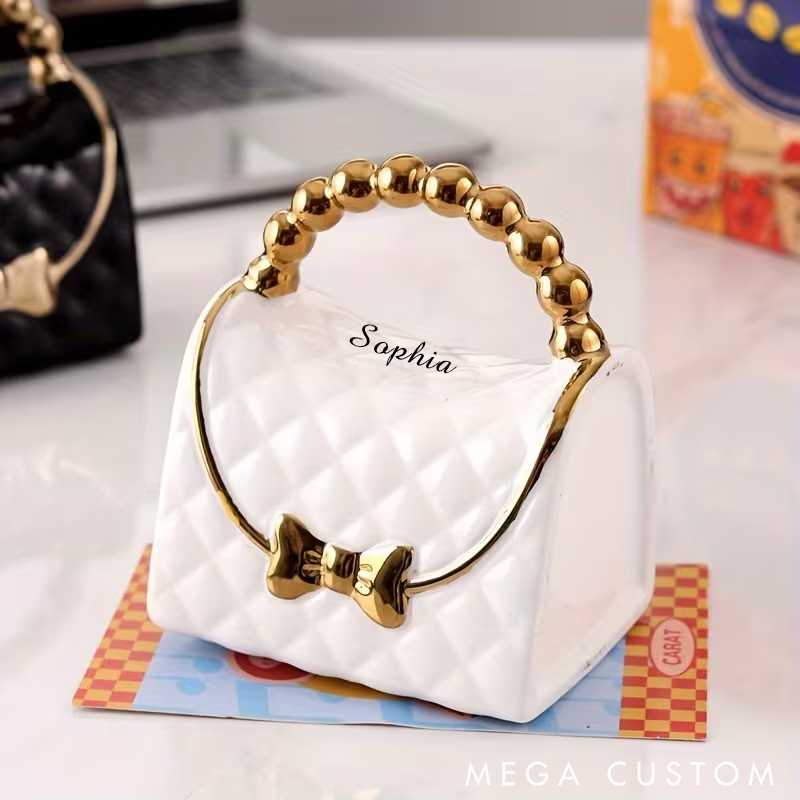 Personalized Luxury Handbag Ceramic Mug Insulating Coffee and Tea Cup Custom Name Unique Coffee Cup Elegant Gift for Women