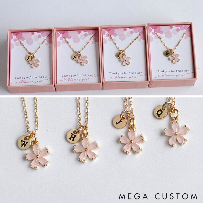 Personalized Flower Girl Necklace Jewelry Custom Initial Pendant Elegant Jewelry Gift for Women Friends or Special Occasions