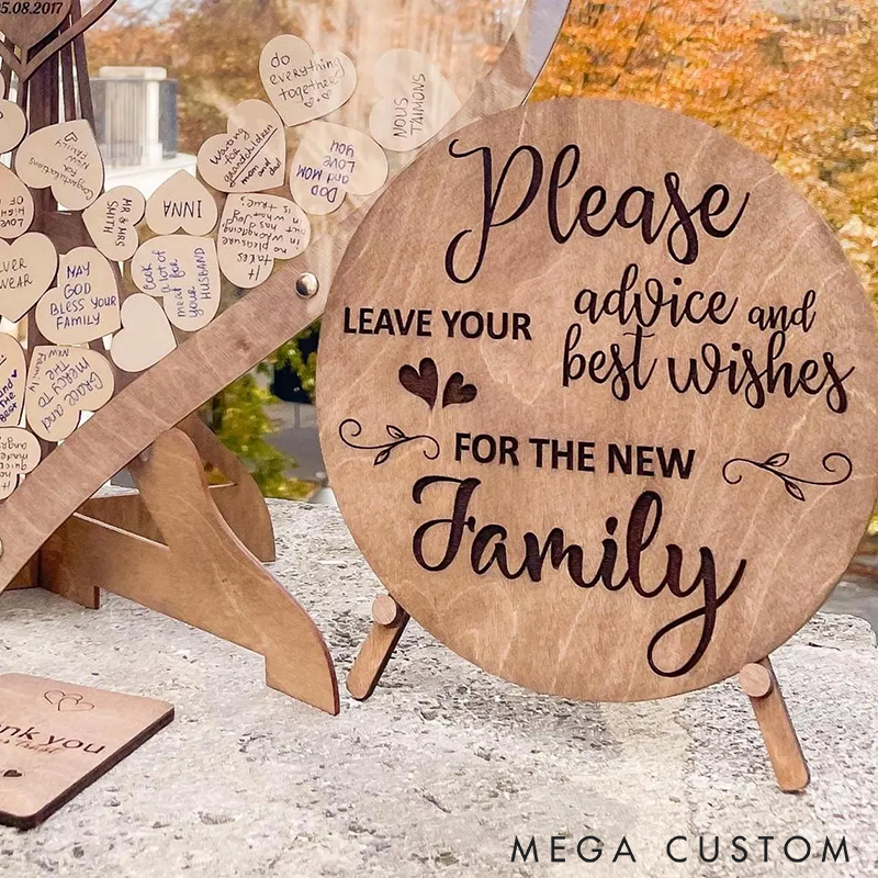 Personalized Heart Drop Guest Book Wedding Guest Book Custom Wedding or Party Decor Wooden Heart Tokens for Signatures and Wishes Unique Keepsake