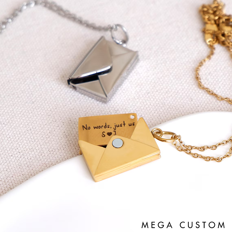 Personalized Secret Message Envelope Necklace with Custom Engraved Message Unique Gift for Women Friends and Loved Ones