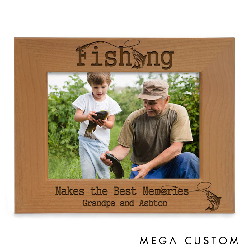 Personalized Fishing Makes the Best Memories Picture Frame Perfect Gift for Fishermen Cherish Family Fishing Memories Ideal Gift for Grandpa Birthday Christmas Father's Day