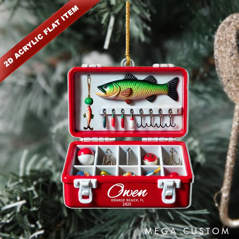 Personalized Fishing Tackle Box Ornament Fisher Ornament Fisherman Ornament Fishing Father's Day Ornament Perfect Christmas Gift for Fishing Lover