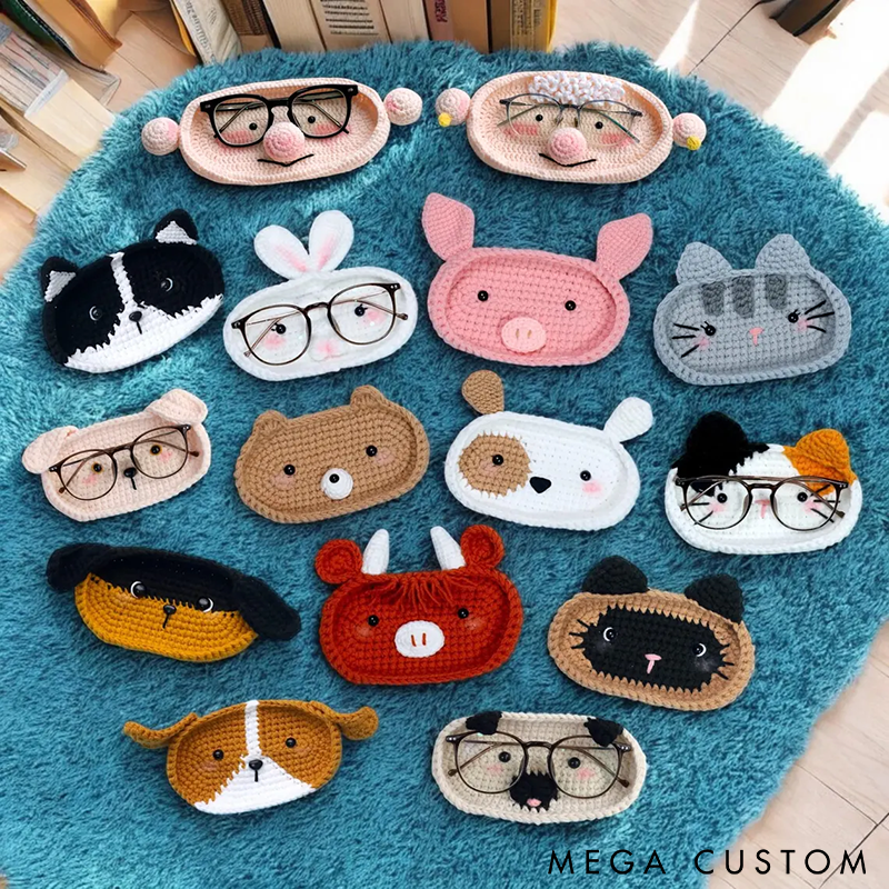 Handmade Crochet Eyeglass Stand Farm Animals Eyeglasses Holder Crochet Cute and Durable Eyeglasses Holder Perfect for Glasses Protection and Gifts