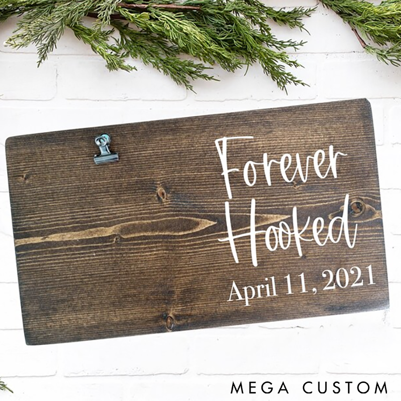 Personalized Fishing Themed Photo Frame Fishing Gift Anniversary Gift Wedding Gift Custom Time Rustic Forever Hooked Design Perfect Gift for Couples and Anglers