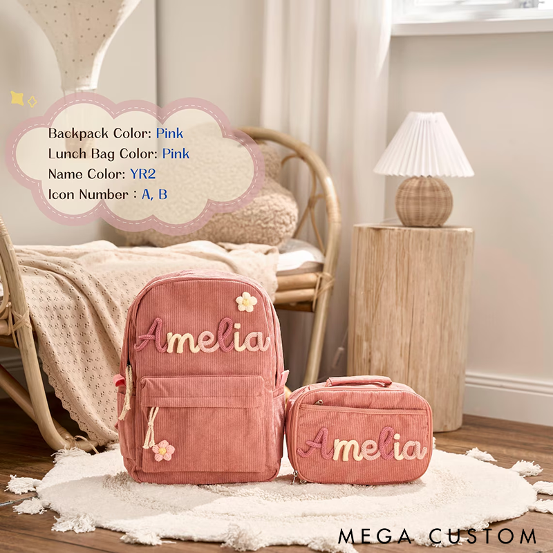 Personalized Kids Backpack and Lunch Bag Custom Name and Icon Design Durable and Lightweight Perfect for School Travel or Gifts