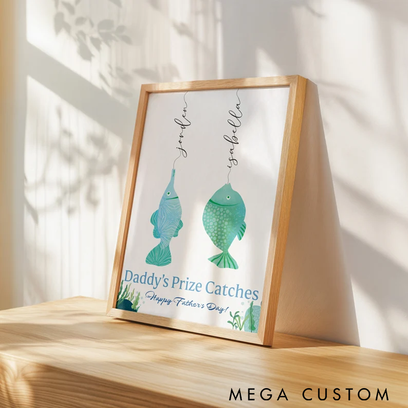  Personalized Fishing Art Father's Day Gift Unique Present for Dad Grandpa Customizable Father's Day Wall Art Dad's Best Catch Fishing Gift Dad Family Print Perfect Gift for Fathers Unique Family Decor