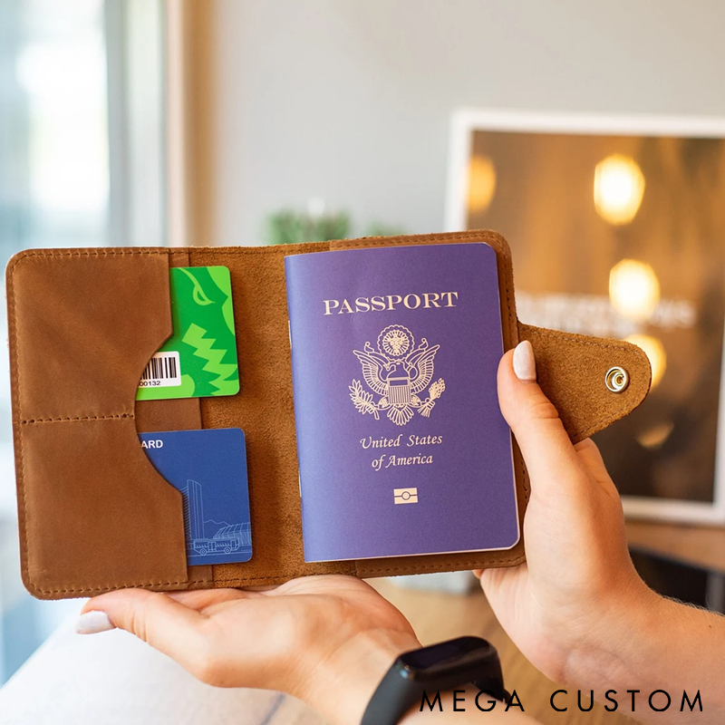 Personalized Passport Cover Leather Passport Holder with Birth Month flower Wallet Passport for Women Monogram passport Perfect Gift for Travelers