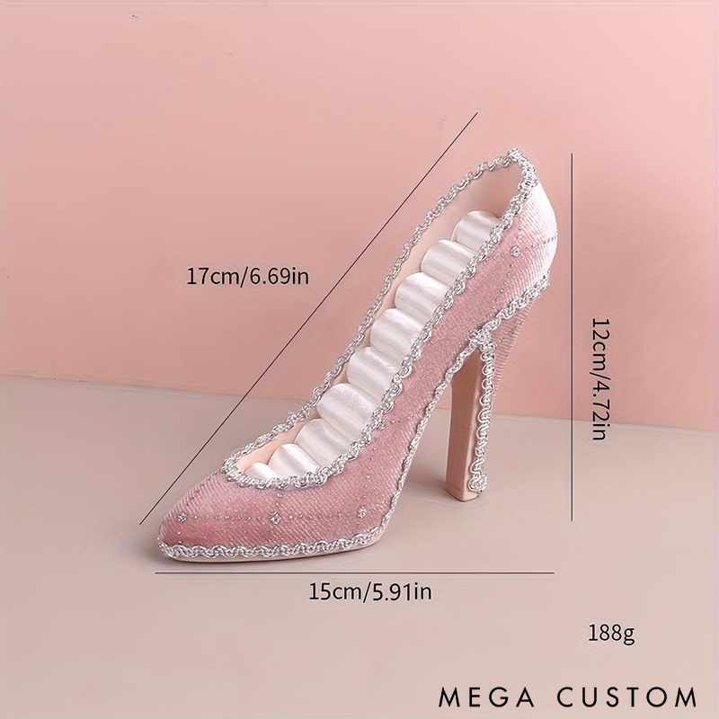 High Heel Ring Holder Display Elegant Jewelry Organizer with Soft Lining Perfect for Ring Storage and Dressing Table Decor