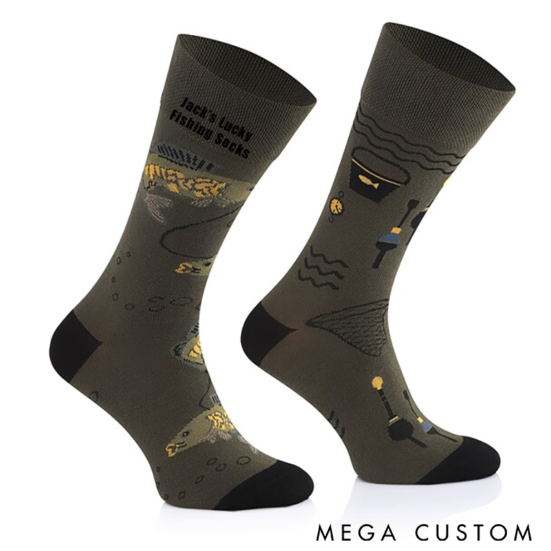 Personalized Fishing Socks Lucky Fishing Socks Custom Name with Funny Design Perfect Gift for Fishing Lovers