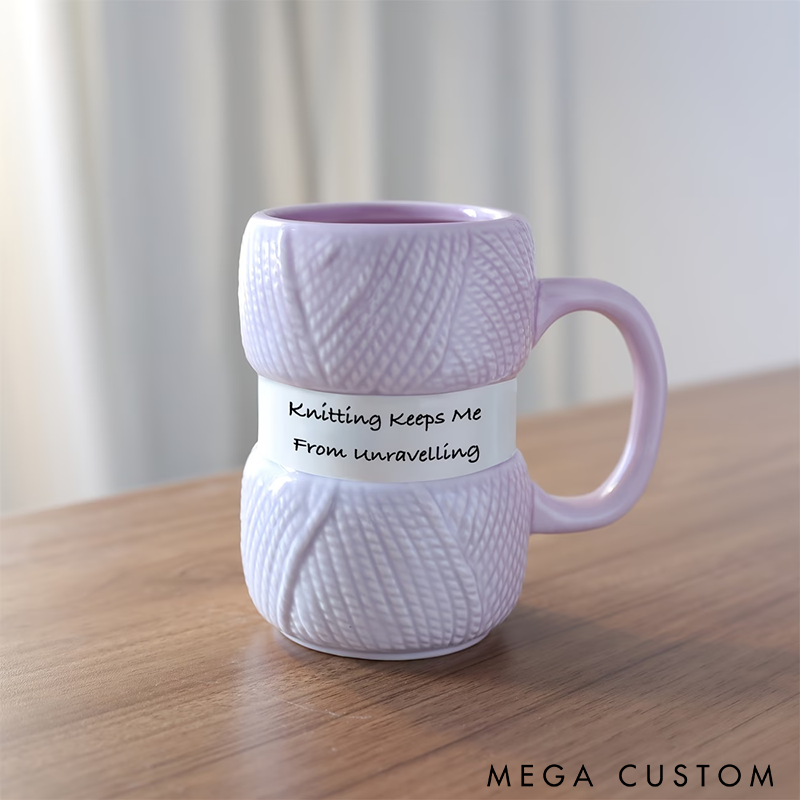 Personalized Knitting-Themed Ceramic Mug Creative Yarn Ball Design Coffee Cup Perfect Gift for Knitters and Crochet Lovers