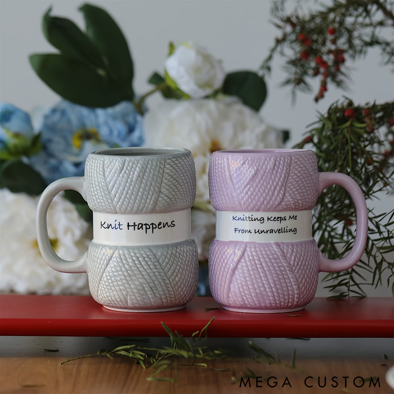 Personalized Knitting-Themed Ceramic Mug Creative Yarn Ball Design Coffee Cup Perfect Gift for Knitters and Crochet Lovers