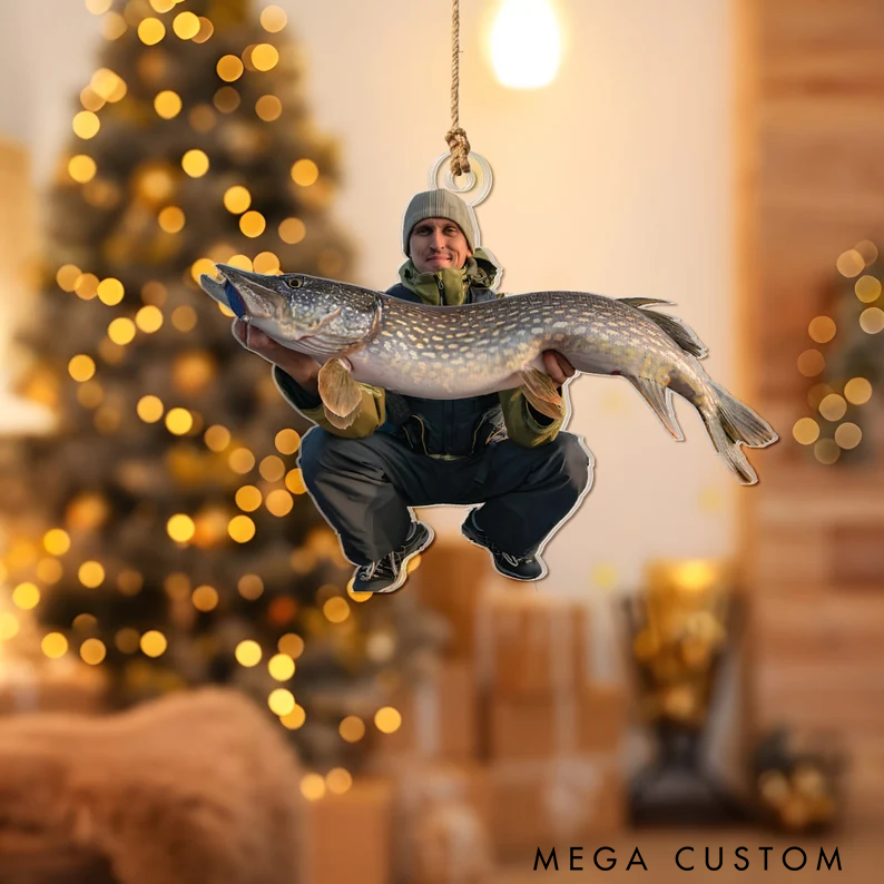 Personalized Fishing Photo Ornament Fisherman Ornament Custom Ornament Dad Ornament Grandpa Ornament Fishing Lover Ornament Gift For Fisherman Christmas Gift for Fishing Lover