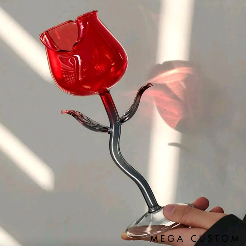 Romantic Rose-Shaped Wine Glasses Red Rose Wine Glass for Couples Perfect for Anniversaries Date Nights and Special Occasions