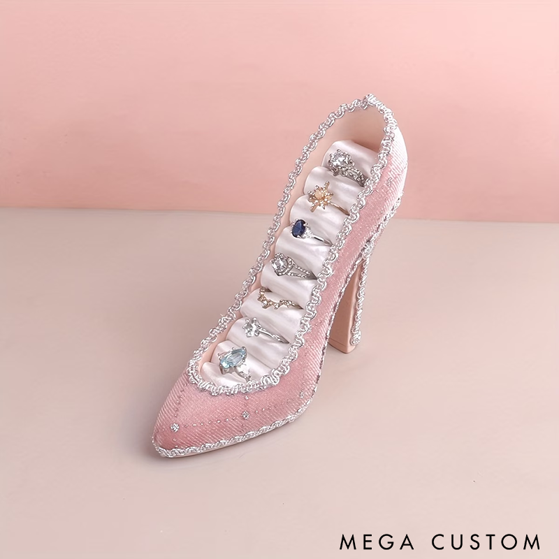 High Heel Ring Holder Display Elegant Jewelry Organizer with Soft Lining Perfect for Ring Storage and Dressing Table Decor