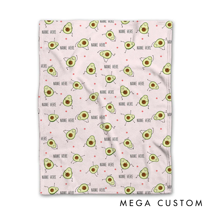 Personalized Avocado Yoga Blanket Custom Name Soft and Lightweight Perfect for Yoga Meditation or Relaxation Cute and Cozy Gift Idea
