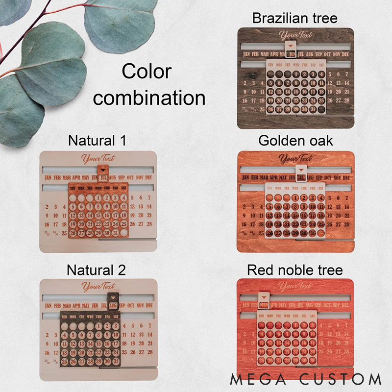 Personalized Wooden Desk Calendar Desk Accessories Office Decor Perpetual Calendar Custom Engraved Text Reusable Desk Decor Eco-Friendly Gift for Home or Office