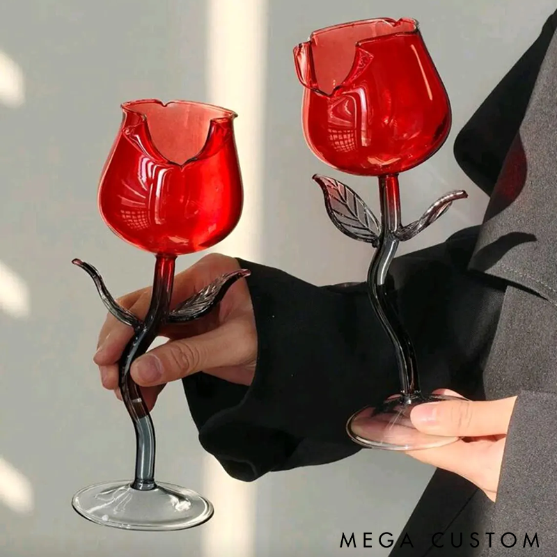Romantic Rose-Shaped Wine Glasses Red Rose Wine Glass for Couples Perfect for Anniversaries Date Nights and Special Occasions