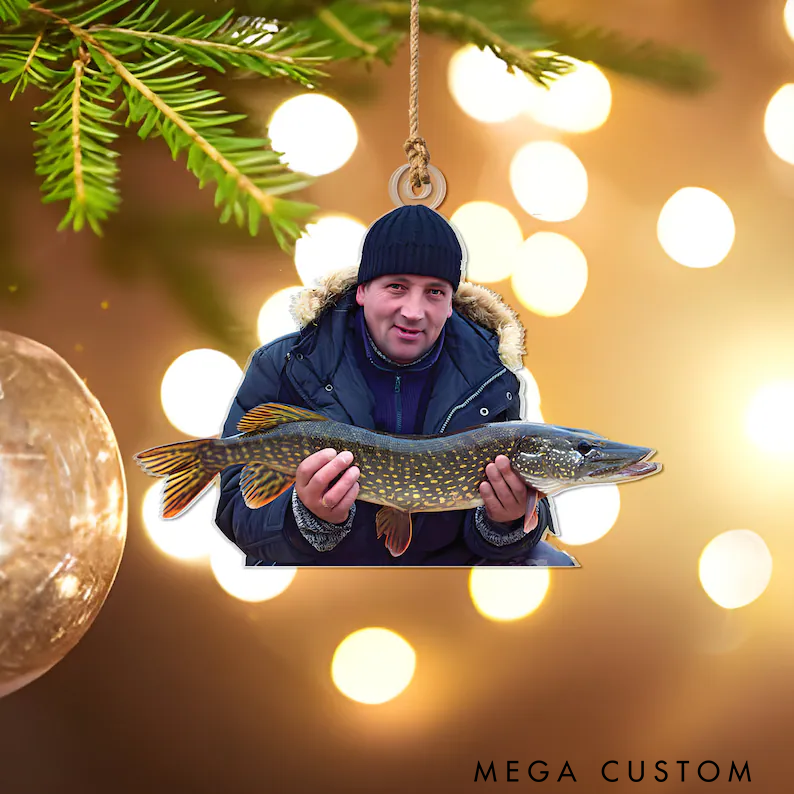 Personalized Fishing Photo Ornament Fisherman Ornament Custom Ornament Dad Ornament Grandpa Ornament Fishing Lover Ornament Gift For Fisherman Christmas Gift for Fishing Lover