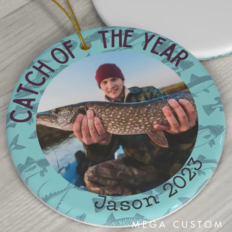 Personalized Fishing Photo Ornament Fishing Gift for him or herCatch of the Year Ornament Christmas Gift Fishing gift Fishing Lovers Gift