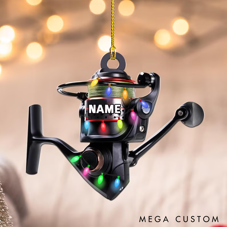 Personalized Fishing Gear Ornament Gift for Fishing Lover Fishing Ornament for Dad Fisherman Ornament Fishing Christmas Ornament