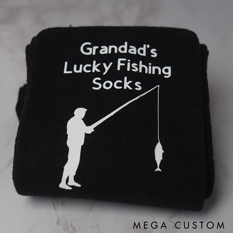 Personalised Lucky Fishing Socks Casual Socks Funny Fishing Socks Secret Santa Gift for Grandad Birthday Anniversary Dad