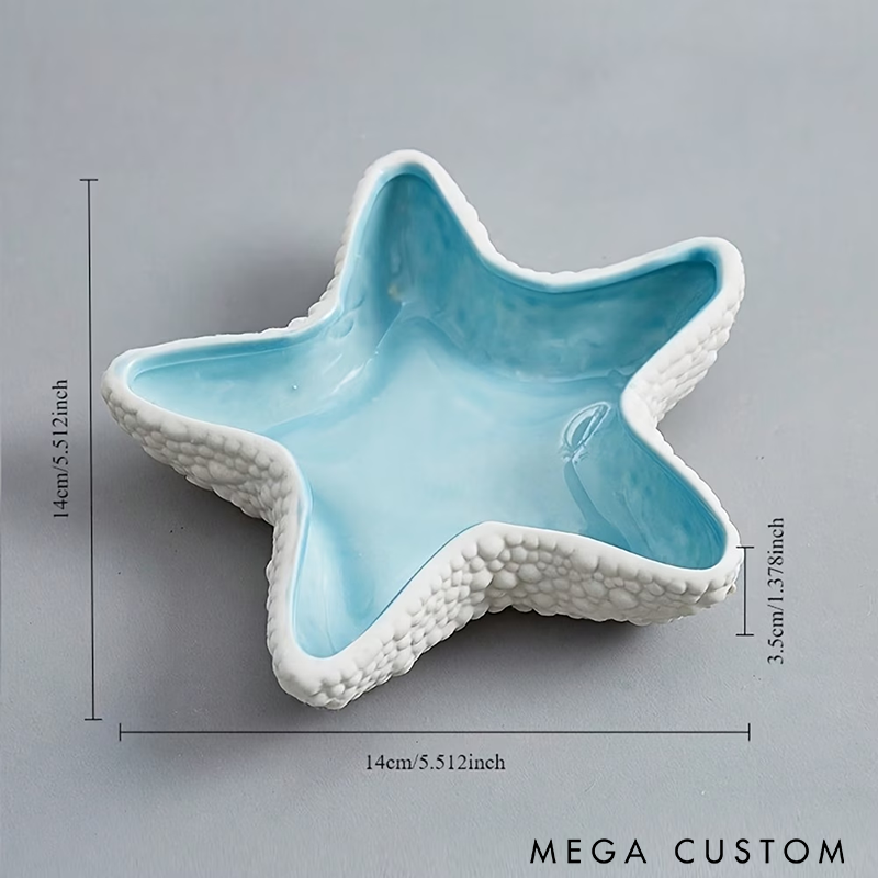 Ocean-Themed Ceramic Jewelry Dish Handmade Ceramic Seashell Starfish Conch Clam Tray Elegant Organizer for Accessories Keys and Coins Decorative Home Gift
