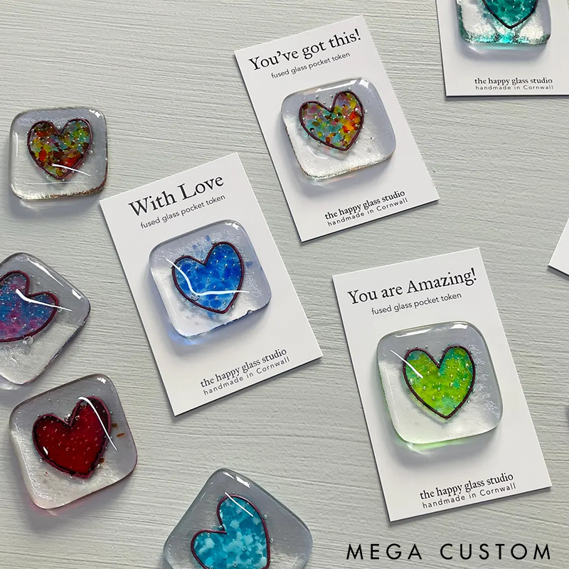 Handmade Glass Pocket Token Unique Friendship Gift with Inspirational Quote Perfect for Decoration or Sentimental Memory