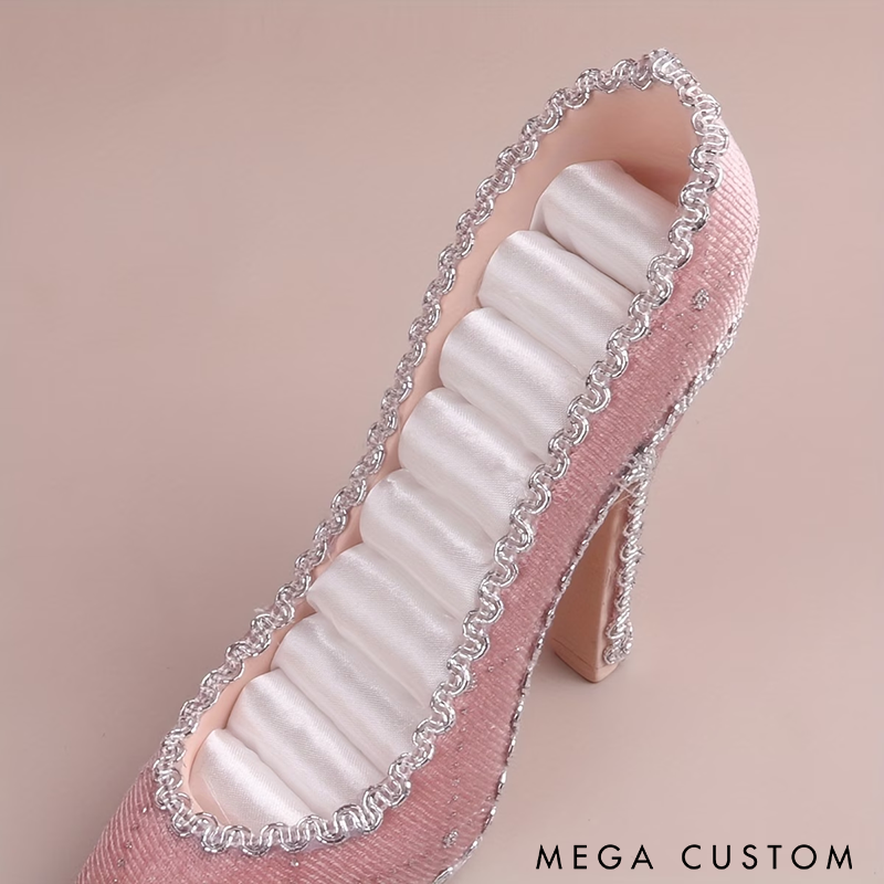 High Heel Ring Holder Display Elegant Jewelry Organizer with Soft Lining Perfect for Ring Storage and Dressing Table Decor