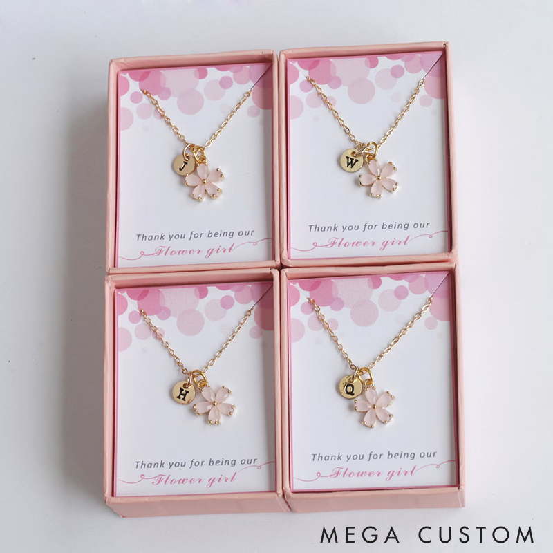 Personalized Flower Girl Necklace Jewelry Custom Initial Pendant Elegant Jewelry Gift for Women Friends or Special Occasions