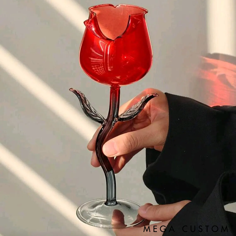 Romantic Rose-Shaped Wine Glasses Red Rose Wine Glass for Couples Perfect for Anniversaries Date Nights and Special Occasions