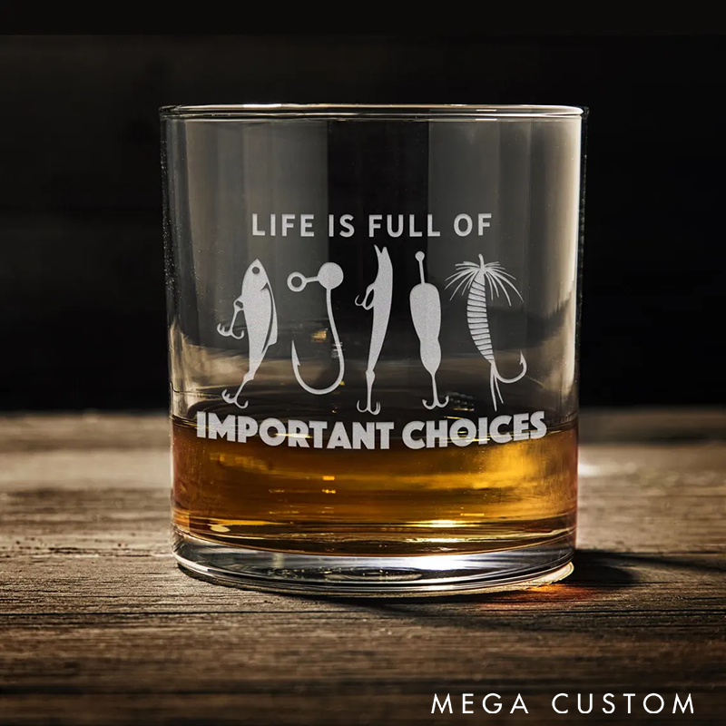 Personalized Fishing Whiskey Glass Funny Fishing Gift Fisherman Whiskey Glass Perfect Gift for Fishermen High-Quality Glass for Drinks and Humor