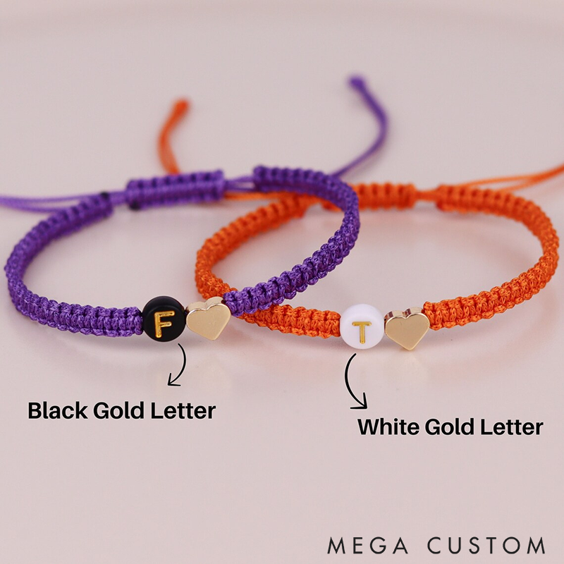 Personalized Couple Bracelets Set of 2 Custom Engraved Initial Bracelets for Couples and Friendships Adjustable Handmade Braided Friendship Bracelet for Love or Gifts
