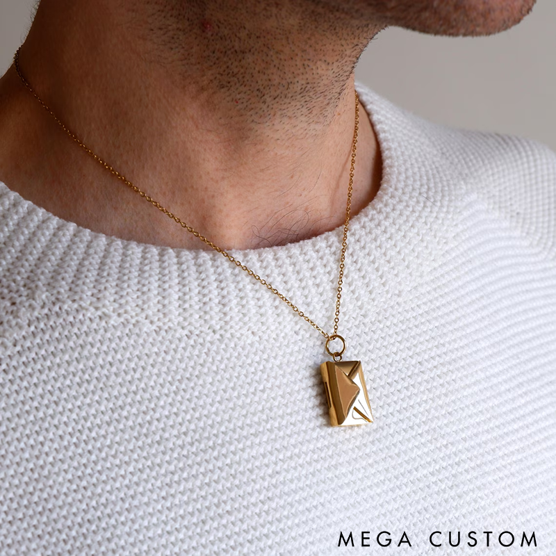 Personalized Secret Message Envelope Necklace with Custom Engraved Message Unique Gift for Women Friends and Loved Ones