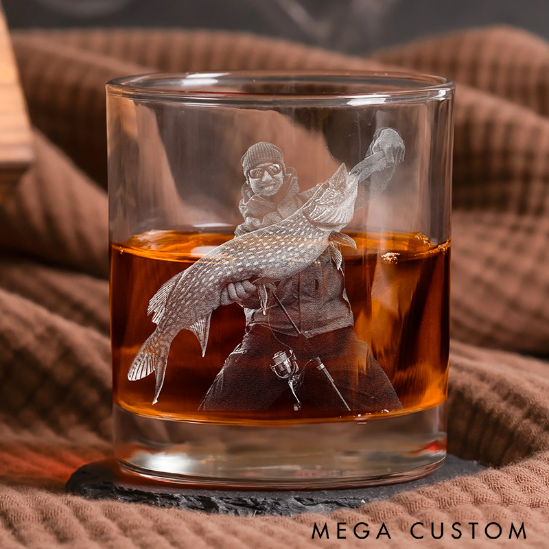 Personalized Fishing Whiskey Glass O'Fishally Retired Not My Problem Anymore Design Custom Photo Perfect Retirement Gift for Anglers
