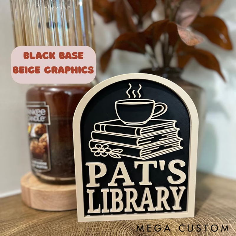 Personalized Library Sign Custom Bookshelf Sign for Book Nook Bookish Decor Book Lover Gift Readers Gift
