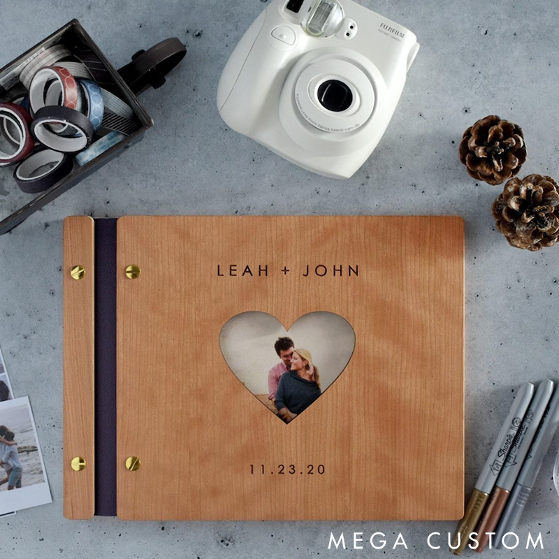 Personalized Adventure Book Scrapbook Custom Names and Time Heart-Shaped Cover Design Anniversary Gifts Perfect for Weddings Couples