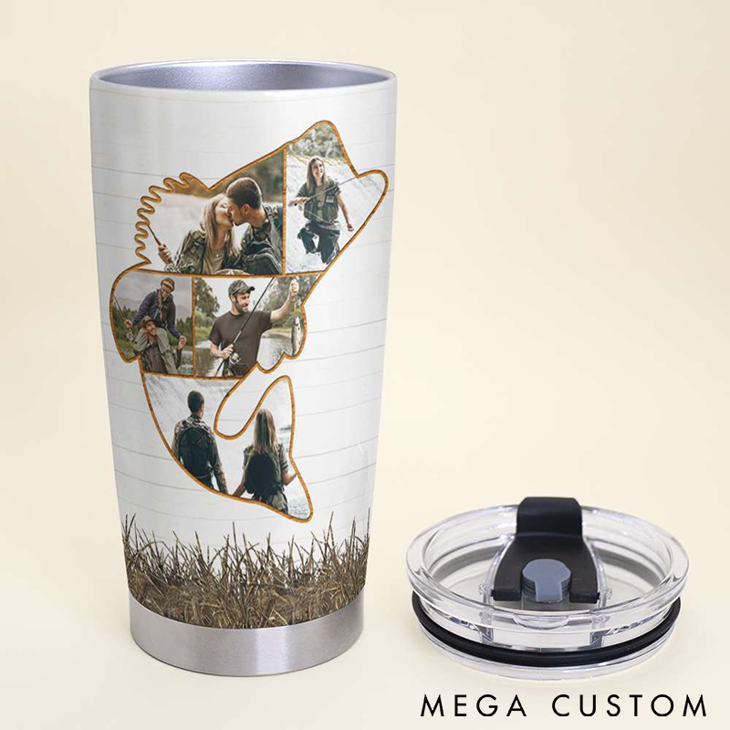 Personalized Fishing Tumbler The Love Of My Life Tumbler with Romantic Quote Custom Photos Stainless Steel Vacuum Insulated Perfect Gift for Fishing Lovers