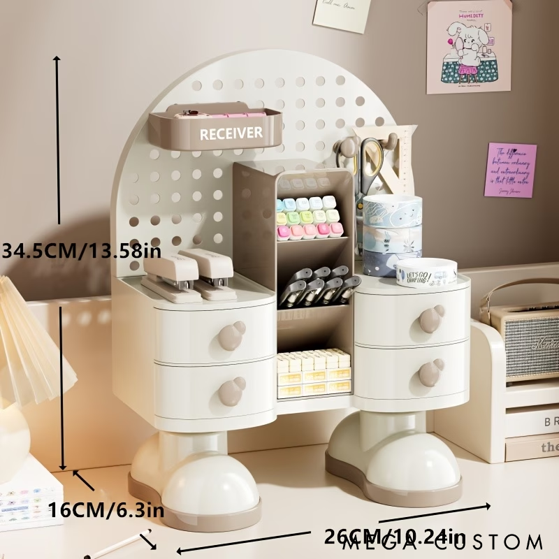 Creative Desktop Organizer with Drawers Cute Multifunctional Storage Box for Makeup Jewelry and Office Supplies