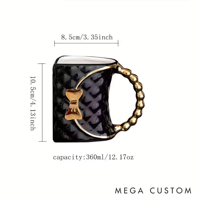 Personalized Luxury Handbag Ceramic Mug Insulating Coffee and Tea Cup Custom Name Unique Coffee Cup Elegant Gift for Women
