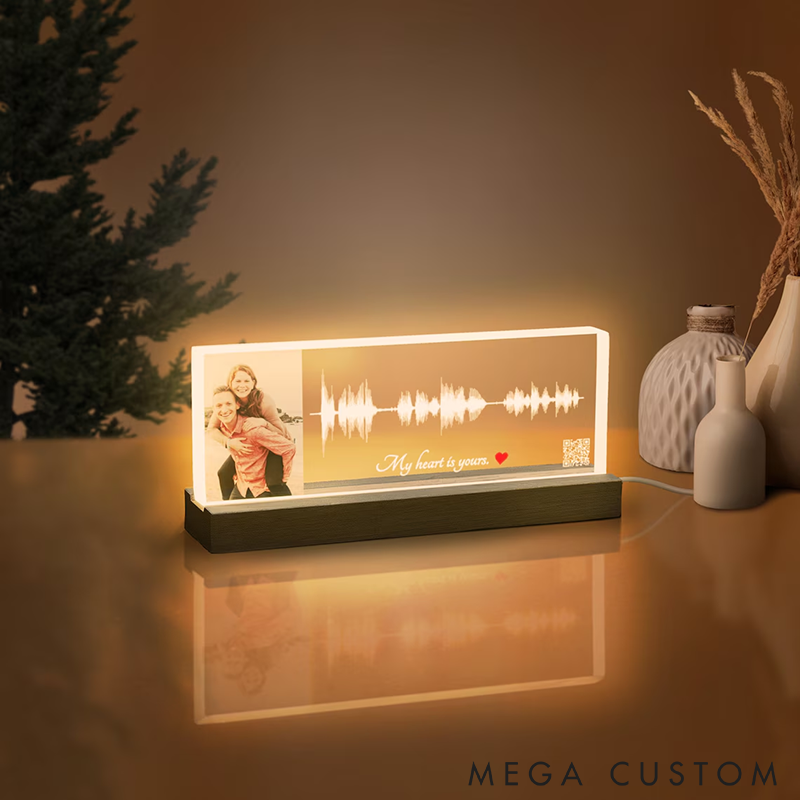 Personalized Soundwave Acrylic Plaque Custom Song Voice or QR Code Display Unique Music Gift Home Decor for Special Occasions