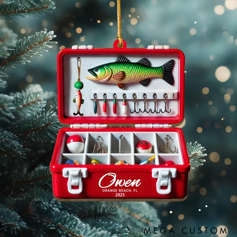 Personalized Fishing Tackle Box Ornament Fisher Ornament Fisherman Ornament Fishing Father's Day Ornament Perfect Christmas Gift for Fishing Lover