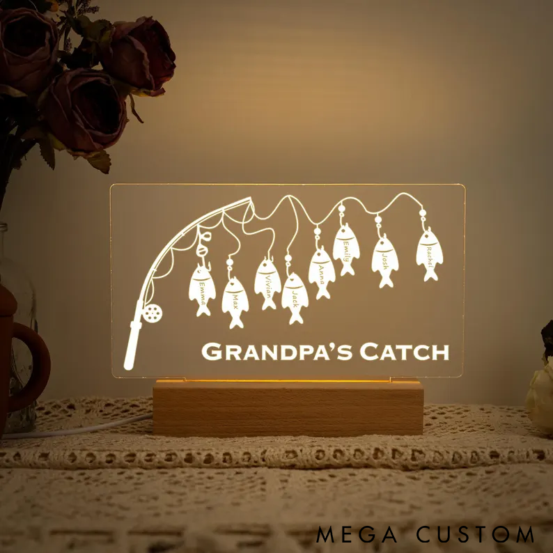 Personalized Fishing LED Night Light Custom Text and Name Design Perfect Gift for Fishing Enthusiasts and Unique Home Decor