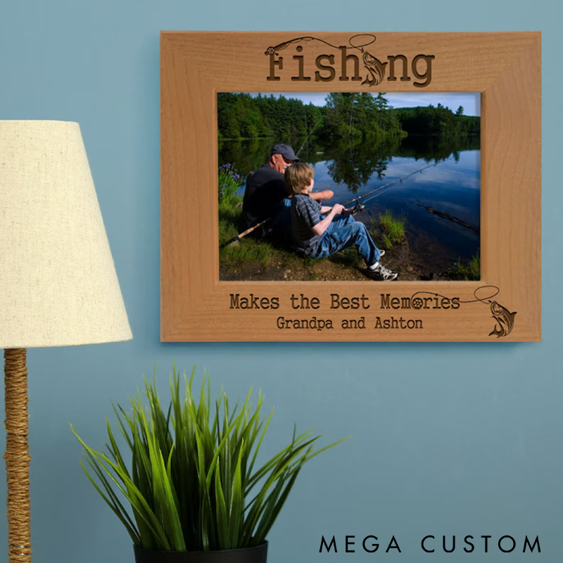 Personalized Fishing Makes the Best Memories Picture Frame Perfect Gift for Fishermen Cherish Family Fishing Memories Ideal Gift for Grandpa Birthday Christmas Father's Day
